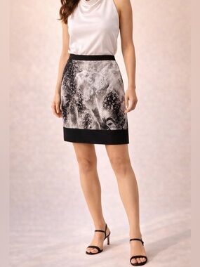 Luisa Cerano Abstract Snake Floral Mini Pencil Skirt Designer Sz 14